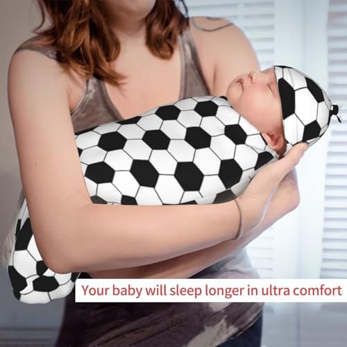 Image of Personality 3D Print Soccer Newborn Swaddling Blanket Beanie Hat Funny Blanket Sleeping Bag New Born Sleep Sacks for Boys Girls