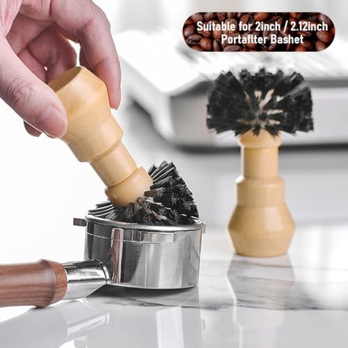 Image of Supvox 1Pcs Portafilter Cleaning Brush Wooden Handle Bristle Brush for 51mm /54mm Portafilter Basket Coffee Machine Cleaning Brushes Tool Kitchen Cleaning Brush