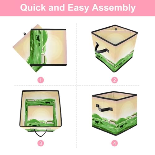 Boîte de rangement pliable cube imprimé vache avec poignées robustes en tissu - 6