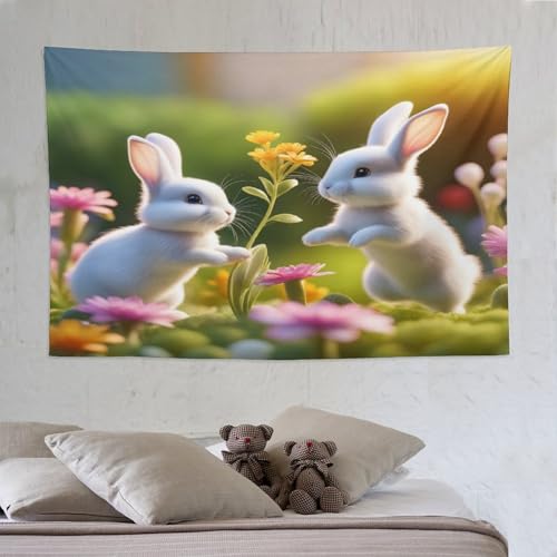 Tapisserie murale lapin pour dortoir etudiant creant un cocon chaleureux de 150x230cm