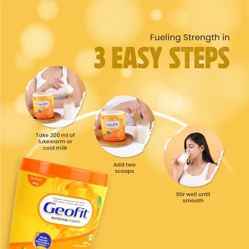 Image of Geofit Mango Flavour Nutrition Powder | Mango Protein Powder for Muscle Building, Better Immunity & Health | Minerals & Multivitamins Rich Powder- 250g