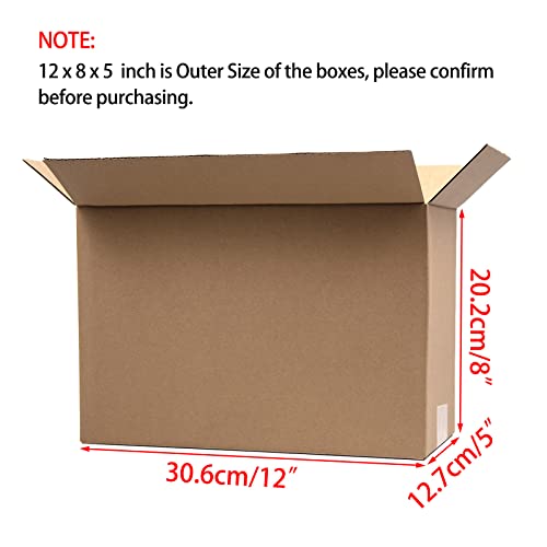 Image of 12x8x5 Inches Shipping Boxes, Brown Corrugated Cardboard Boxes for Small Bussiness, 25 Pack