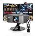 Videoprojecteur 4K【2026 Google TV/1er Mini Ultra Courte】 Retroprojecteur Apps Officiell, AutoFocus/Keystone 1080P,1600 ANSI Contrôle Vocal, WiFi6 Bluetooth5.4,Jimveo Projecteur Video Home Cinéma