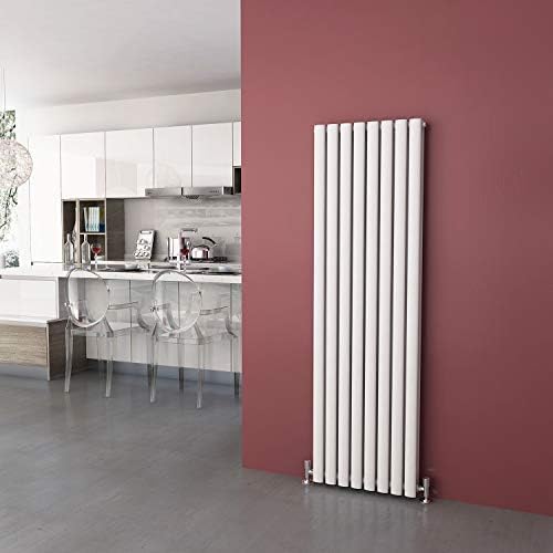ELEGANT 1800 x 499 mm Anthracite Vertical Oval Column Radiator with Mirror Single Panel Designer Radiators