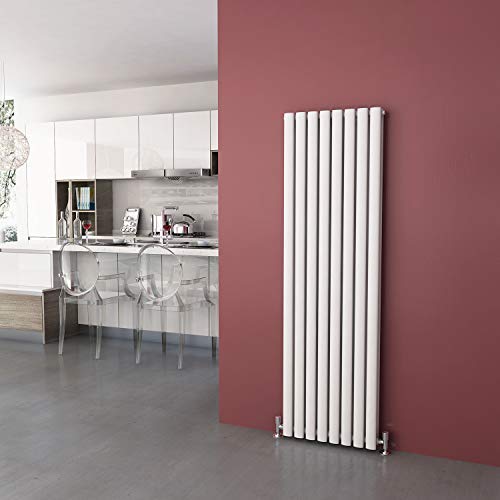 Image of ELEGANT Radiators Vertical White Double 1600 x 480 Panel Central Heating Heater Kitchen Oval Column Designer Radiator