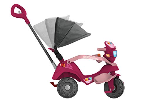 Triciclo Velobaby Reclinavel C/ Capota Passeio & Pedal (Pink), Bandeirante, Pink
