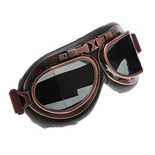 Muxsam Vintage Motorcycle Goggles, Atv Motocross Goggles, Dirt Bike Racing Riding Off Road Scooter Glasses, Windproof Dustproof Eyewear For Adults Men Women, Copper Frame Smoke Lens #TOP2