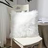 OYIMUA 2Pcs Fundas de Almohada Decorativa Fundas de Almohada de Piel sintética Suave, Pelo Largo Almohada de imitación, sofá Cuddly Cojín de (Blanco, 50 x 50 cm) #2