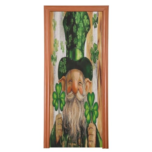 FLildon St Patrick Leprechaun Gnome Irish Door Cover Decoration, Party Accessory Porch Decor for Festive Ornament Room Door Covers 36 x 98 Inch