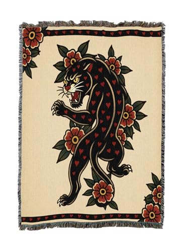 Pure Country Weavers Heart Breaker - Tattoo Design - Tapestry Throw Blanket Woven from Cotton - Made in The USA (50x60)