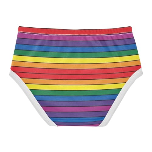 Rainbow Stripes Red Undies for Toddler Girls, Kids Underwear, 2T–8 Years2