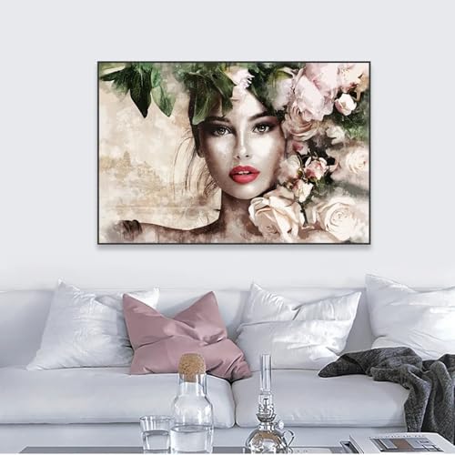 Art mural portrait imprimé haut de gamme et peinture sur toile abstraite de mode nordique