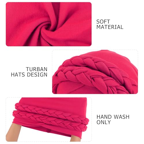 Image of DRESHOW African Women Turban Caps Cotton Beanie Twist Headscarf Pre-Tied Double Twisted Braids Wrap Hat Chemo Cancer Cap