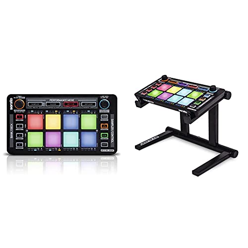 Reloop Neon - Add-on USB DJ controller with velocity-sensitive RGB performance drum pads, plug and play with Serato DJ, & Modular Stand for small modular DJ controller