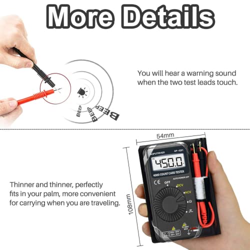 Mini Digital Multimeter Ap-4201 Auto-Ranging With Ac/Dc Voltage,Current,Resistance,Capacitance,Diode And Audible Continuity Test Continuity Buzzer For Electrical Troubleshoot Home Industry (Black) #TOP2