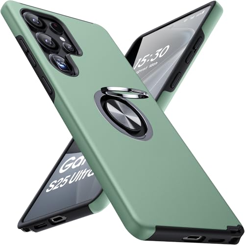 AOUIA Funda para Samsung Galaxy S25 Ultra, funda para teléfono móvil Samsung S25 Ultra con soporte magnético invisible de 360°, resistente a los golpes, funda compatible con Galaxy S25 Ultra (verde