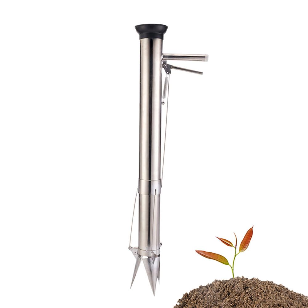 FAXIOAWA Strumento per Il trapianto di piantine, trapiantatrice Manuale per Piante Giovani di Verdure, Attrezzi da Giardino per piantare in Acciaio Inossidabile