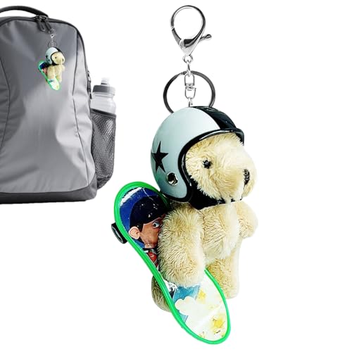 Llavero De Oso - Llavero De Peluche Con Elmo De Algodón PP, Con Animales | Para Las Mujeres Mochila De Viaje Cartera Decoración Del Hogar Regalo Relleno Para Los