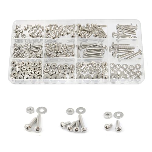 421Pcs Nuts and Bolts Assortment Kit,# 6-32# 8-32# 10-24 Phillips Pan Head Machine Screws Nuts Washers Assortment Kit, 304 Stainless Steel