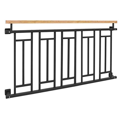 ECD Germany Französischer Balkon 90x156 cm mit 5 Füllelementen, Anthrazit matt, Holzoptik, verzinkter Stahl, Balkongeländer Stabgeländer Balkonbrüstung Balkongitter Fenstergeländer Außen Fenstergitter ECD Germany Französischer Balkon 90x156 cm mit 5 Füllelementen, Anthrazit matt, Holzoptik, verzinkter Stahl, Balkongeländer Stabgeländer Balkonbrüstung Balkongitter Fenstergeländer Außen Fenstergitter