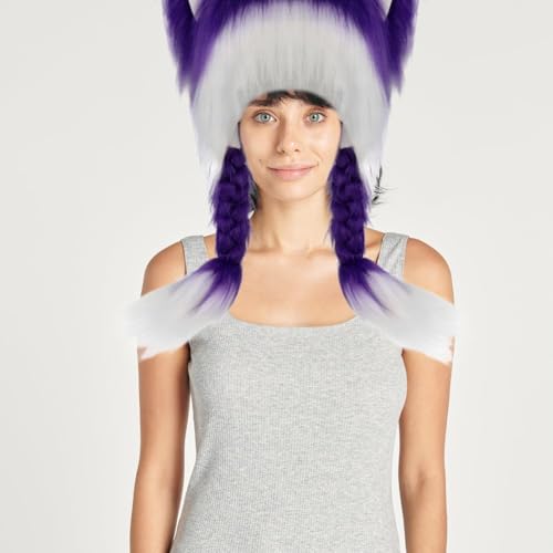 Cache-oreilles chauds hiver et masque de tête chat en peluche