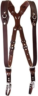 GenPro Brown Double Genuine Leather Strap: add a touch of style to your photography experience with this dual leather strap, which lets you carry two cameras safely and stylishly. (Model: brown S002)