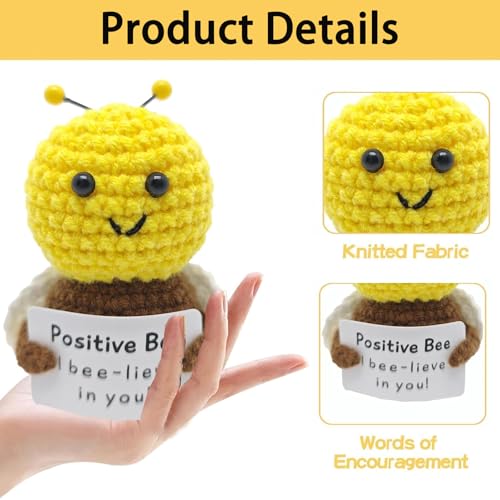 Image of Crochet Toys, Handmade Crochet Bee Plush Decor, for Women Men, Aesthetic Home Decor, Office Desk Decors, Table Decoration Items