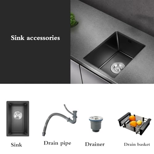 Fregadero de cocina empotrado de acero inoxidable con drenaje de sifón, ahorro de espacio para apartamentos pequeños, bar, caravana, instalación superior/debajo del mostrador, lavabo de piscina de