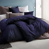 Soifox Bettwäsche 155x220 Dunkelblau bettwäsche-Sets aus Mikrofaser bügelfrei & knitterfrei - 1 mal Bettbezug + 1 mal 80x80cm Kissenbezug mit Reißverschluss – Ansicht 9
