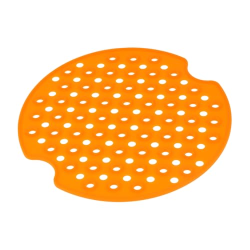 FOMIYES シリコン製エアフライヤーマット 丸型 オレンジ色 ノンスティック耐熱クッキングパッド エアフライヤー 蒸し器対応 洗いやすく繰り