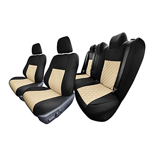 FH Group Custom Fit Seat Covers Specifically Made for 2012-2017 Toyota Camry LE | SE | XSE | XLE - Ultraflex Neoprene Waterproof Car Seat Cover, Full Set Beige