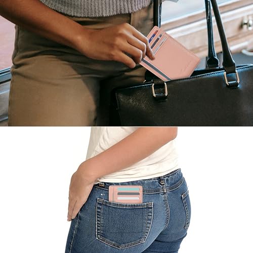 Image of Travelambo Slim Wallet Front Pocket Minimalist Leather RFID Blocking Medium Size