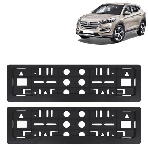 Image of KINGSWAY Tucson Car Number Plate Frames for All 2015 to 2019 Models of Hyundai Car Registration Plate Holders, Black Licence Plate Covers (Front and Rear), Universal Size 51.5 x 14.5 cm