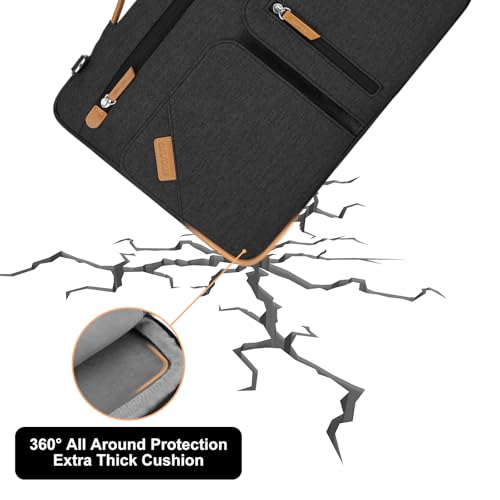 MOSISO 360 Protective Laptop Shoulder Bag, 15-15.6 inch Computer Bags Compatible with MacBook Pro 16, HP, Dell, Lenovo, Asus Notebook, Side Open Messenger Bag with 4 Accessory Pockets & Belt, Black4