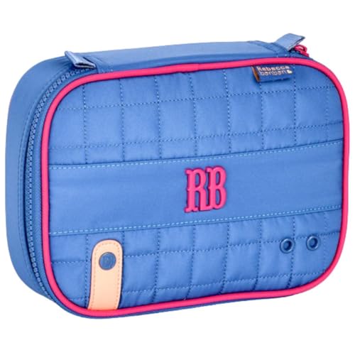 Estojo Escolar Box Rebecca Bonbon com 36 Elásticos, Divisórias Internas, Material Resistente, Infantil Meninas, Organizador P/Lápis Caneta (Azul)