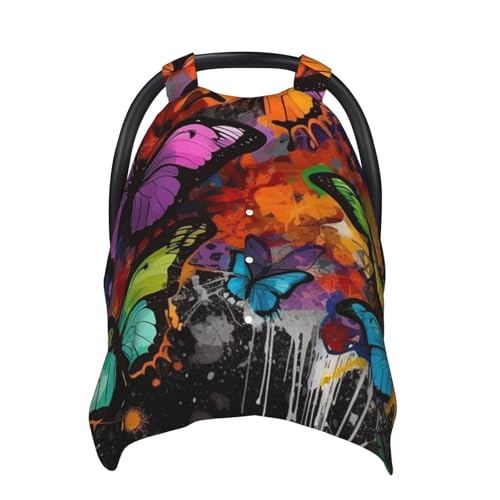 Housse pour poussette et siège auto bébé motif papillons doux