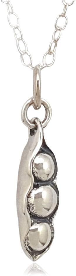 EnCharmed Sterling Silver Three Peas in a Pod Charm Necklace, Trio Family Love Pendant Jewelry, 18"