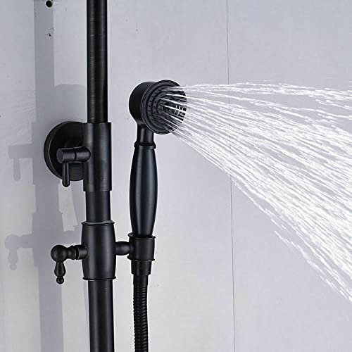 Robinet de douche pommeau 8" douchette à main bronze mélangeur bain - 6