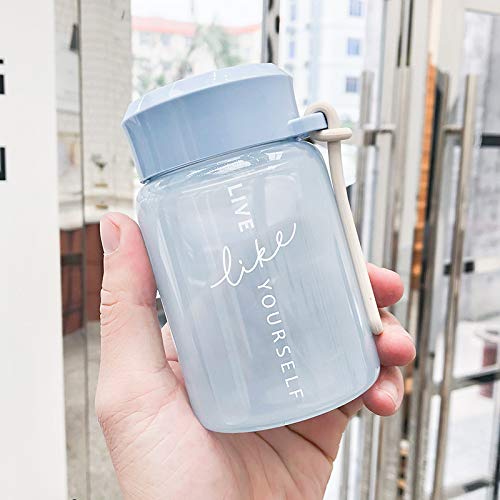 Doinbtoy Tasse à Main en Verre borosilicaté Haute Couleur Simple scellé Tasse de Sport en Plein air 220ML Bleu Cover