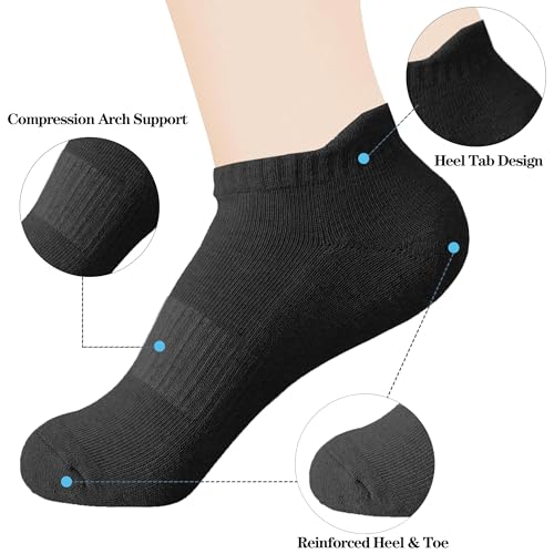 Image of Ankle Socks for Women and Men Heel Tab Athletic Socks Running Athletic Low Cut Tab Socks Sports No Show Sock 6 Pairs