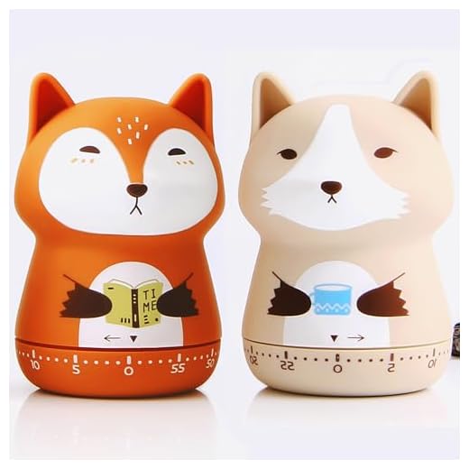 ELE DEPI 2 Pack Cute Kitchen Timer,100% Mechanical Timer for Kids,60 Minute Egg Timer for Cooking/Reading/Do Sports. (Fox and Raccoon)