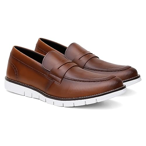 Sapato Oxford Masculino Loafer Estiloso Couro Premium - Caramelo/40