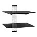 Produktbild tectake® TV Wandregal, schwebendes Regal, 2X Sicherheitsglas Regalbrett für DVD Player, Receiver, Beamer Halterung, Wandboard 44 x 42 x 34 cm, Wand Regal mit integrierter Kabelführung