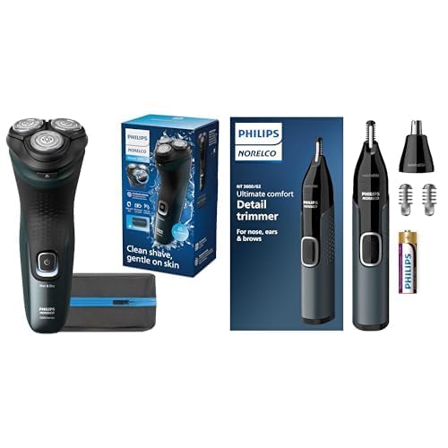 Philips Norelco Shaver 2600 Series, X3052/91 with Philips Norelco Nose Trimmer 3000, NT3600/62 - Wet/Dry Shave, Pop-up Trimmer, Precision Nose Grooming