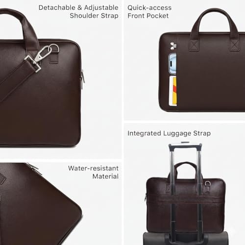 Image of Laptop Bags for Men & Women | PU Leather Laptop Messenger Bag & Laptop Backpack | Fits Up to 15.6 Inch Laptop | Office, Business, College & Travel Bags