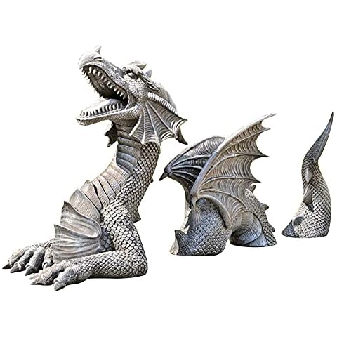 Ochine Dragon Gothic Garden Decor Statue Large Figurine The Dragon of Falkenberg Castle Moat Lawn Garden Outdoor Funny Statues Art Ornament Gift Resin Dragon Sculptures Yard Decoration Cover