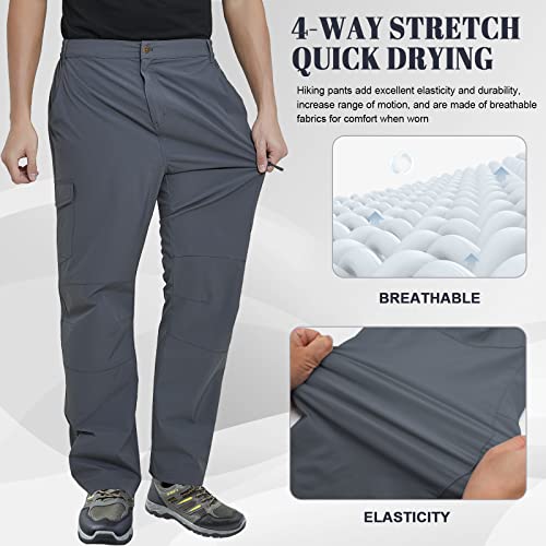 Feixiang Hiking Pants For Men, Outdoor Cargo Tactical Waterproof Quick Dry Pants Climbing Multi-Pocket Work Trousers Dark Grey Medium #TOP1