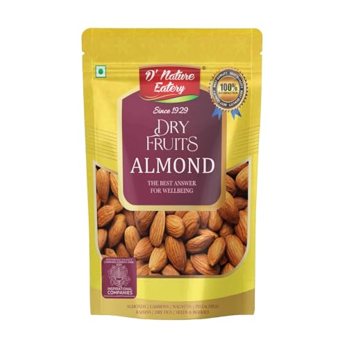 Image of D' Nature Eatery California Almonds 500gm Packed with Vitamin E & Protien Natural Badam | Dry Fruit with Fibre & Healthy Fats | Ideal for Healthy Munching,Recipes & Giftiing (500g, Pack of 1)