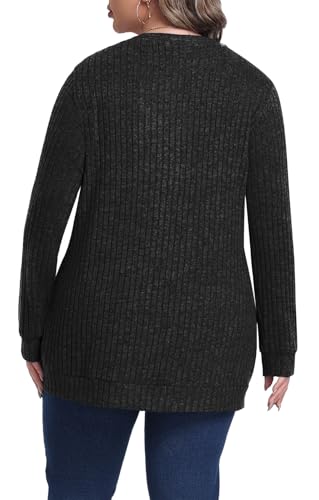 Lastshe Women's Plus Size Cardigan Sweaters Button Down Long Sleeve Fall Cardigans Knit Outwear with Pockets4