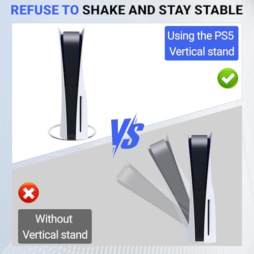 Zorplex Soporte Vertical para Consola PS5/PS5 Pro,aleación de zince&ABS Accesorios de PlayStation 5, Compatible para PS5 (Disco y Edición Digita) l, con Base Antideslizante y Tornillo - imagen 4